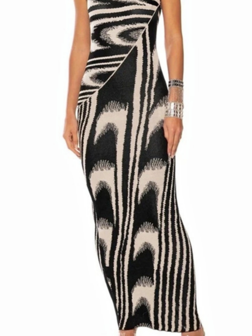 Abstract Maxi Dress in Black & Cream